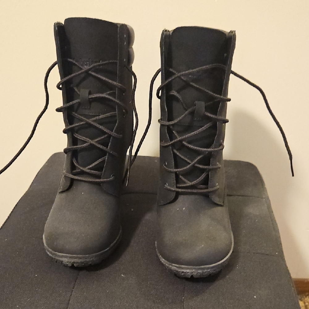 Women's Black Lace-Up Boots